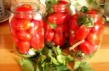 Смачненькі помідорки з малиновим листям на зиму. Збережіть у свою скарбничку рецептів.