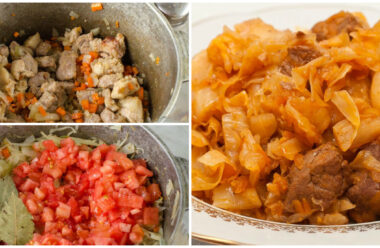 Капуста, тушкована зі свининою, – відмінне блюдо для сімейної вечері. Покроковий рецепт приготування.